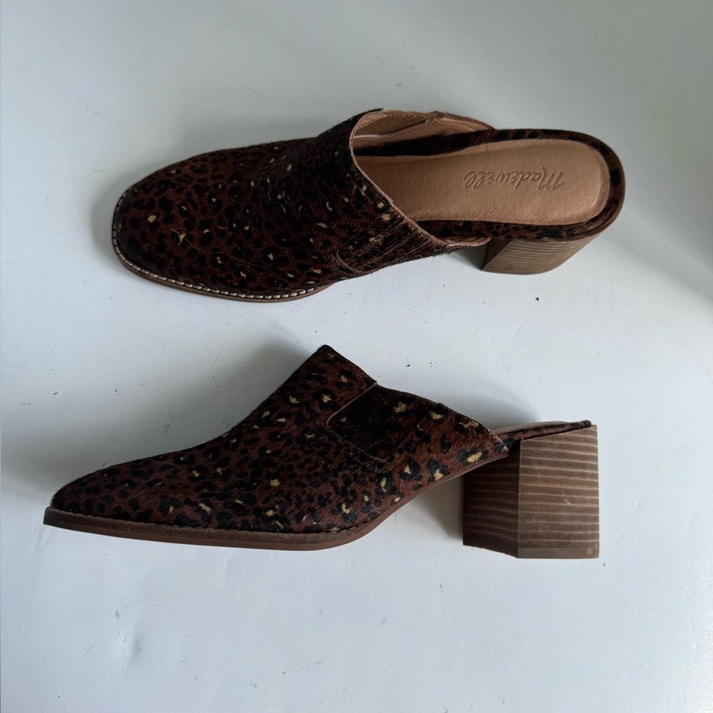 Madewell The Carey Mule in Painted Leopard Calf Hair. Size 10 - Picture 6 of 16